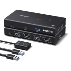 UGREEN 4K@60Hz HDMI KVM Switch 1 Monitor 2 Computer Ak 502 (75246)